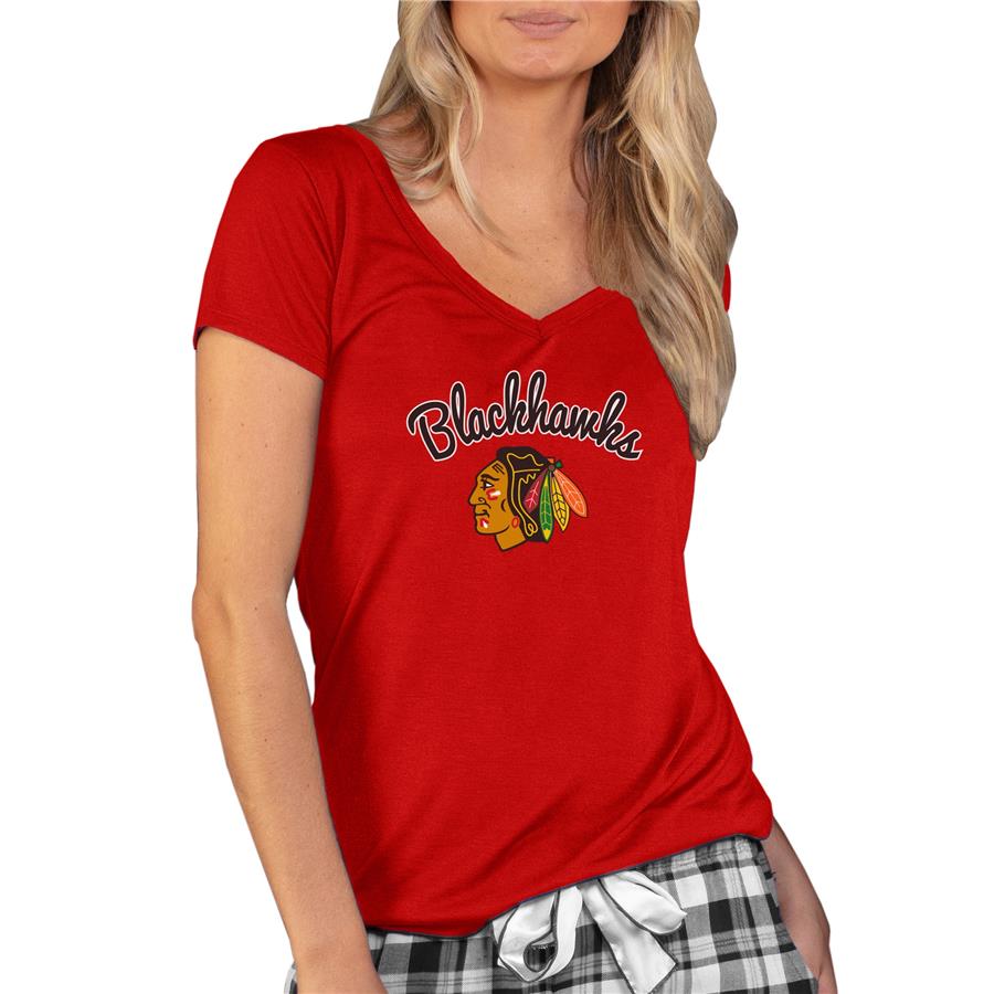Chicago Blackhawks Concepts Sport Women's Marathon Knit V-Neck T-Shirt - Red