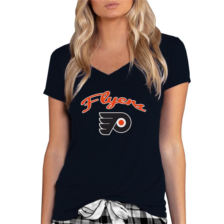 Philadelphia Flyers Concepts Sport Women's Marathon Knit V-Neck T-Shirt - Black