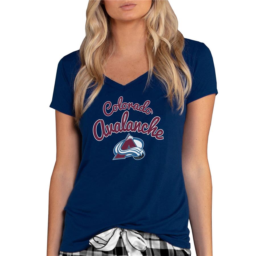 Colorado Avalanche Concepts Sport Women's Marathon Knit V-Neck T-Shirt - Navy