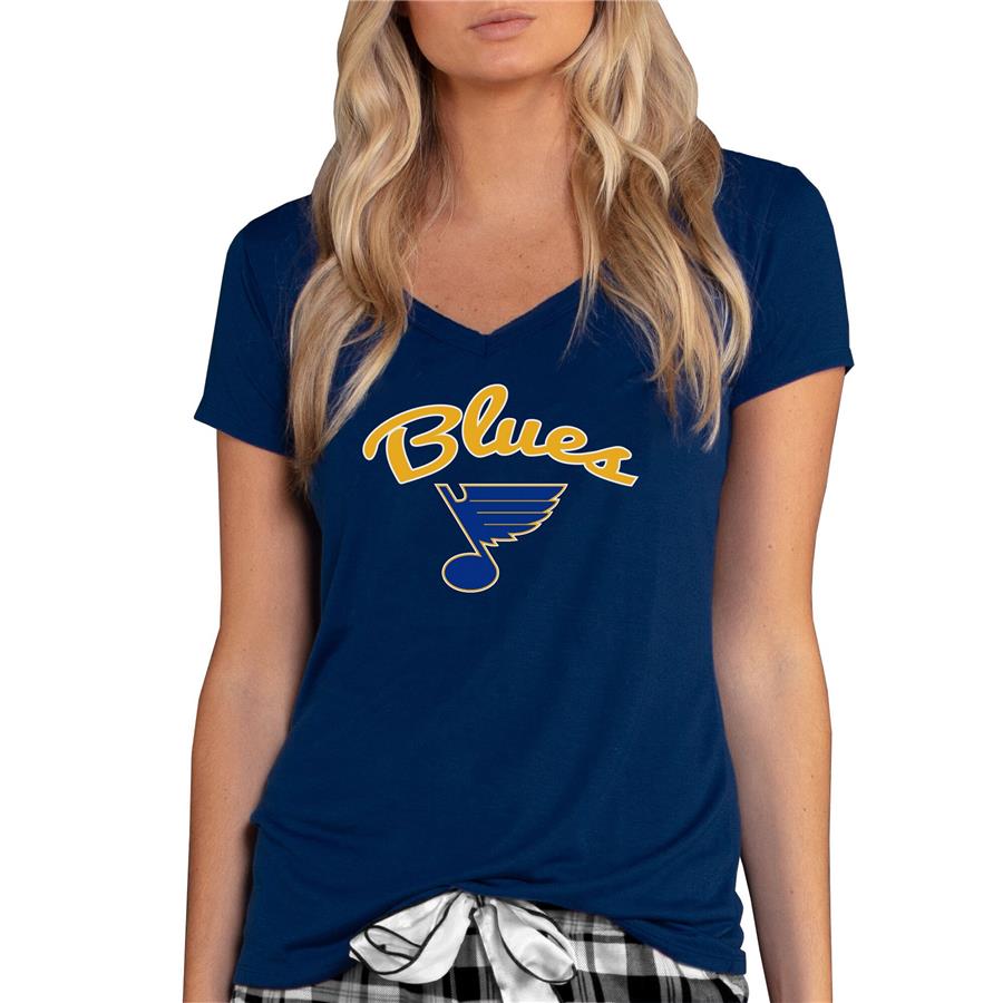 St. Louis Blues Concepts Sport Women's Marathon Knit V-Neck T-Shirt - Navy