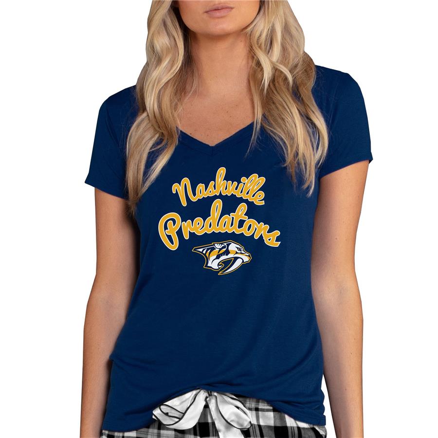 Nashville Predators Concepts Sport Women's Marathon Knit V-Neck T-Shirt - Navy