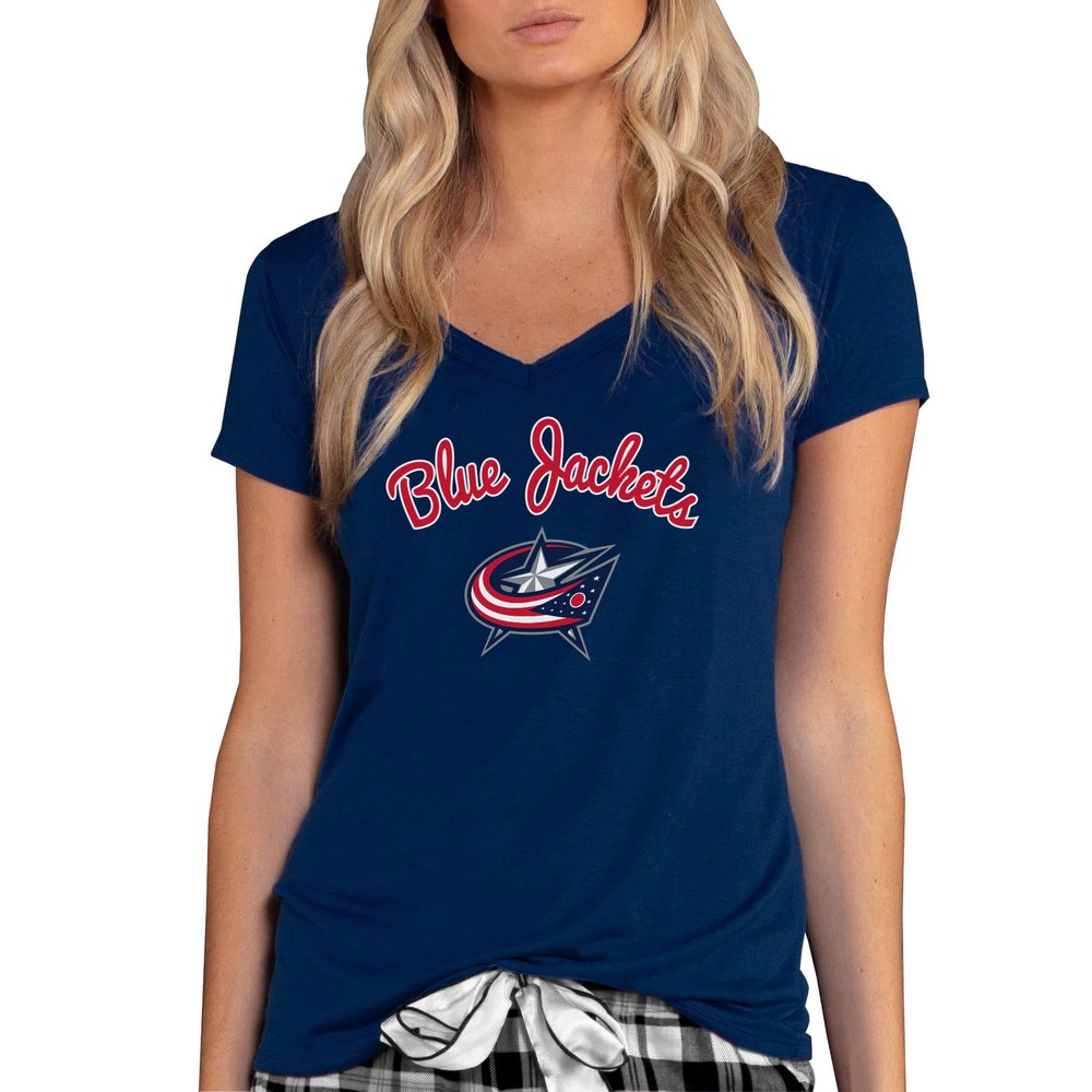 Columbus Blue Jackets Concepts Sport Women's Marathon Knit V-Neck T-Shirt - Navy
