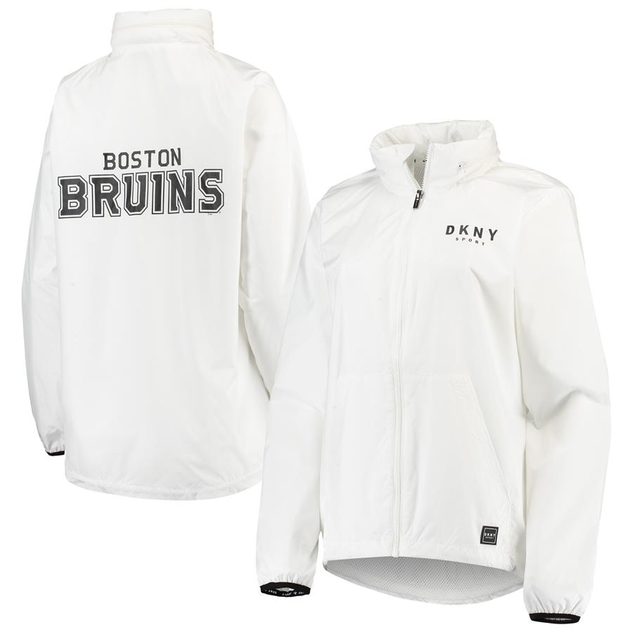 Boston Bruins DKNY Sport Women's Stadium Full-Zip Hoodie Jacket - White