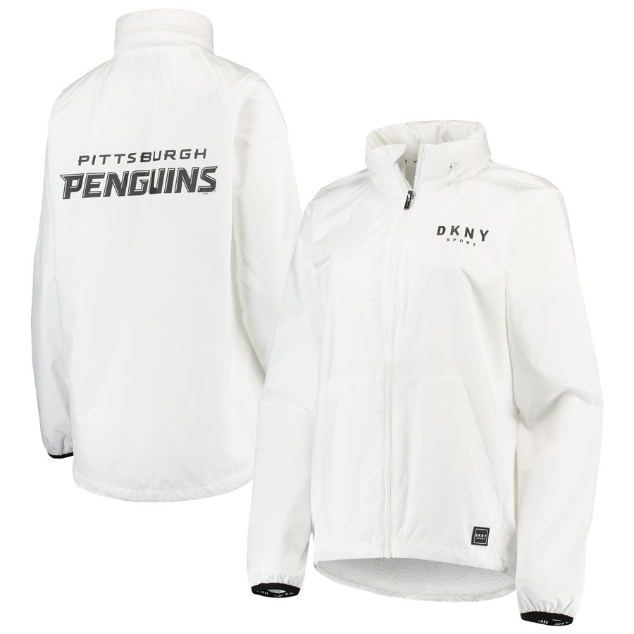 Pittsburgh Penguins DKNY Sport Women's Stadium Full-Zip Hoodie Jacket - White