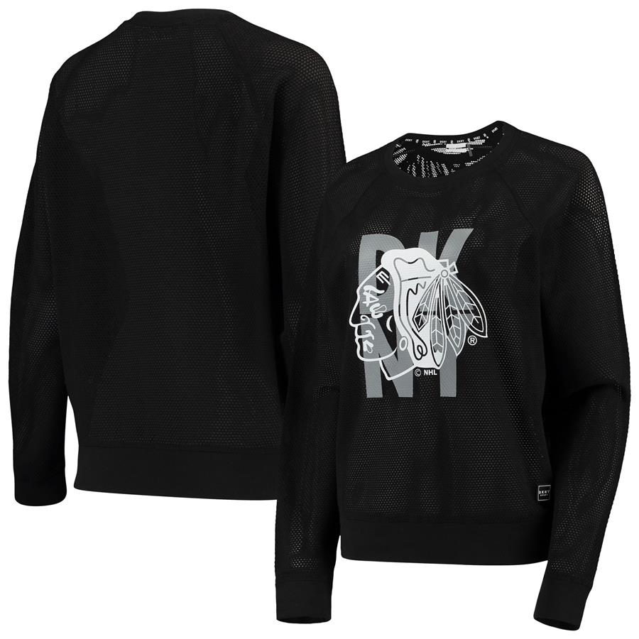 Chicago Blackhawks DKNY Sport Women's Suzy Crewneck Pullover Sweatshirt - Black