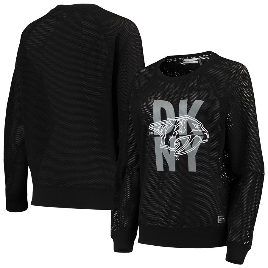 Nashville Predators DKNY Sport Women's Suzy Crewneck Pullover Sweatshirt - Black