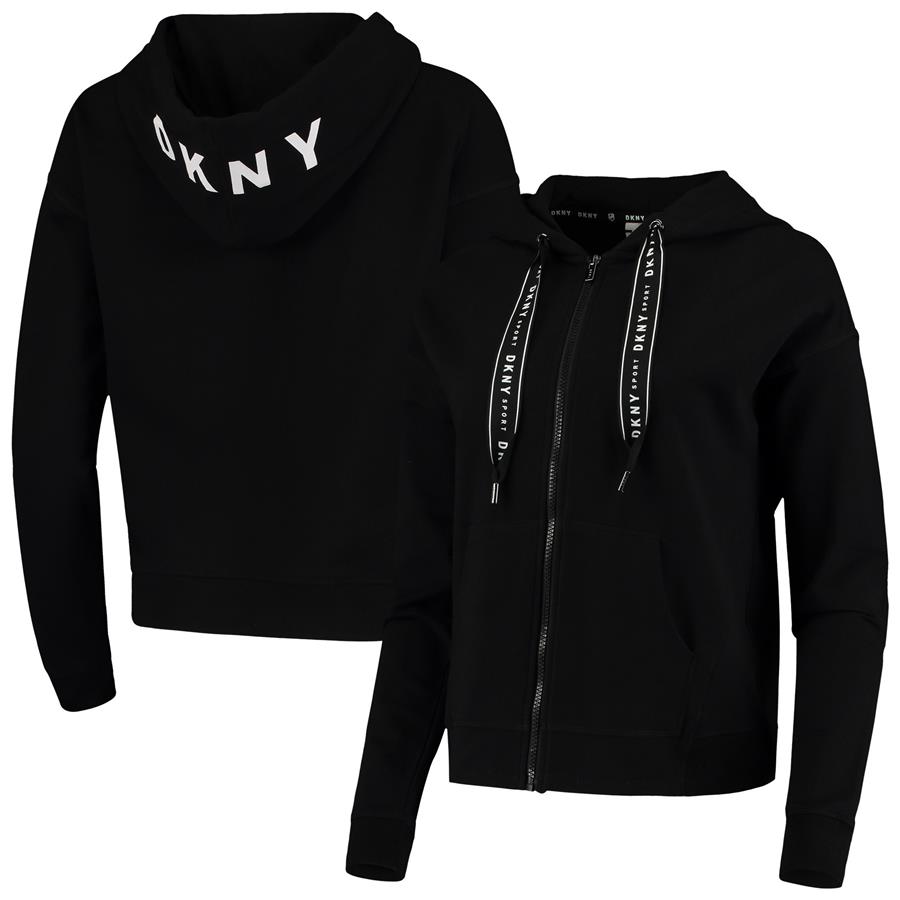 Anaheim Ducks DKNY Sport Women's Zoey Full-Zip Hoodie - Black