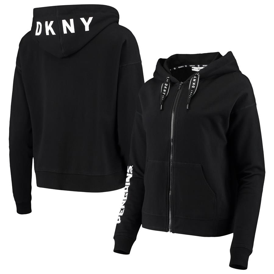 Pittsburgh Penguins DKNY Sport Women's Zoey Full-Zip Hoodie - Black