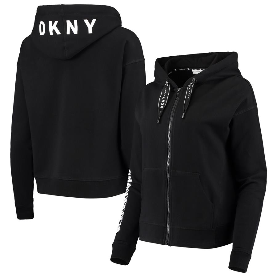 Chicago Blackhawks DKNY Sport Women's Zoey Full-Zip Hoodie - Black