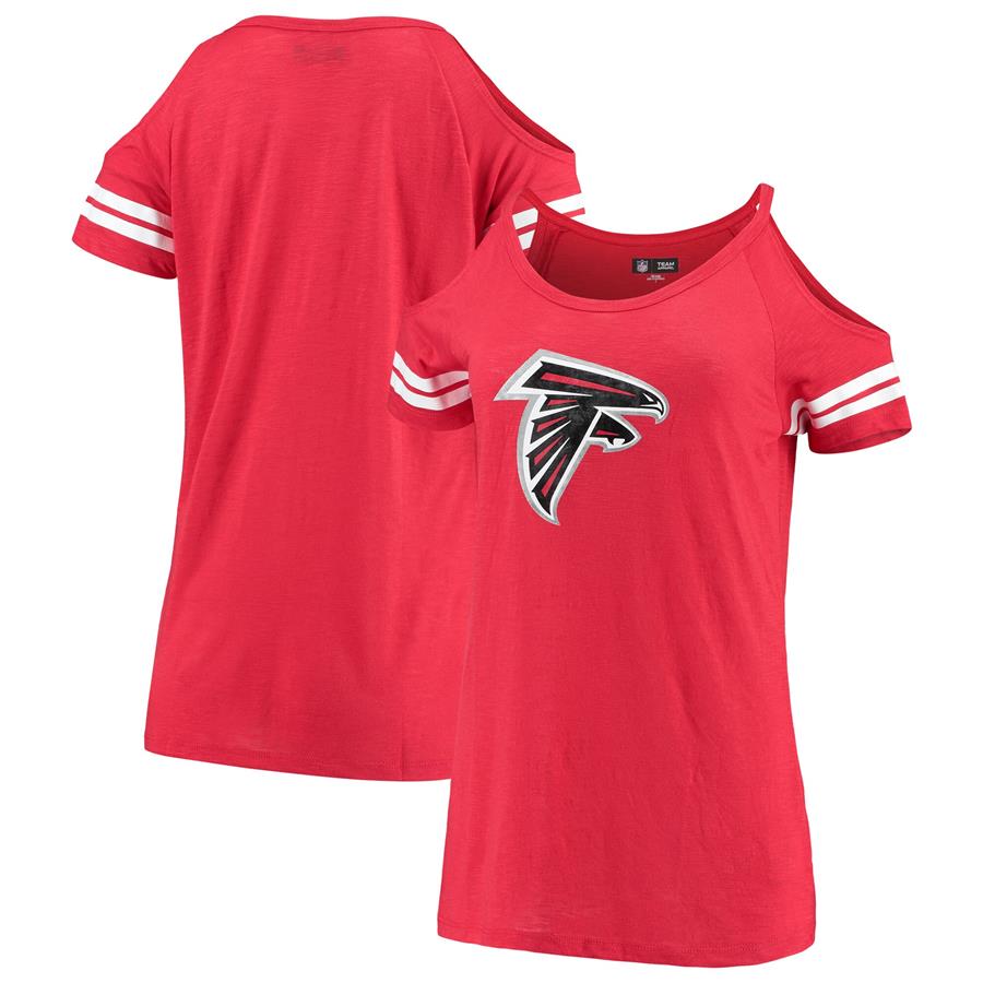 Atlanta Falcons New Era Women's Varsity Cold Shoulder T-Shirt - Red