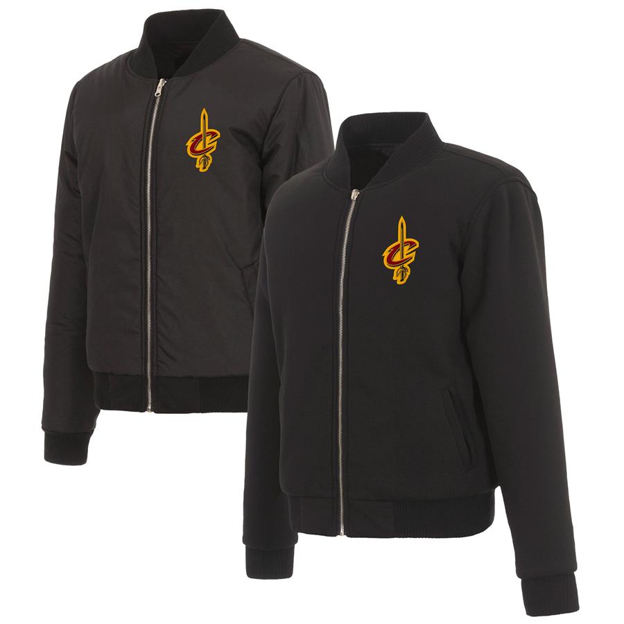 Cleveland Cavaliers JH Design Women's Reversible Jacket with Fleece and Nylon Sides - Black