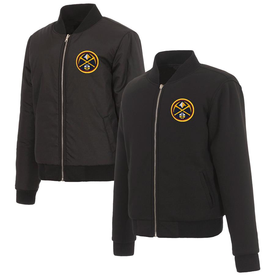 Denver Nuggets JH Design Women's Reversible Jacket with Fleece and Nylon Sides - Black