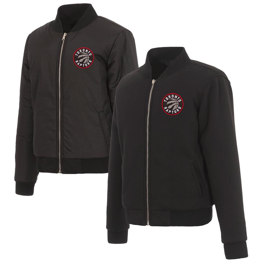 Toronto Raptors JH Design Women's Reversible Jacket with Fleece and Nylon Sides - Black