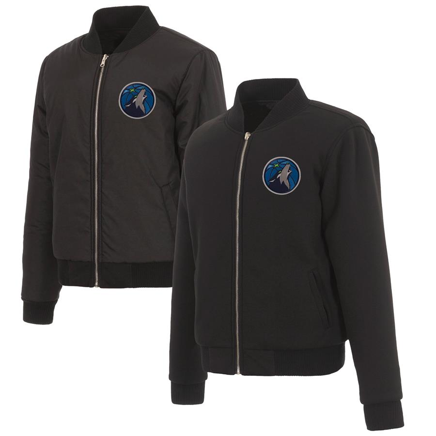 Женская флиска Minnesota Timberwolves JH Design Reversible Jacket with and Nylon Sides (чёрный)
