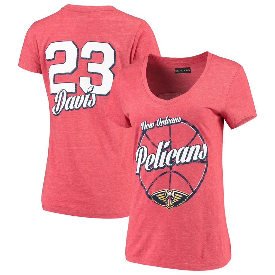 Anthony Davis New Orleans Pelicans 5th & Ocean by New Era Women's Name & Number Tri-Blend V-Neck T-Shirt - Red