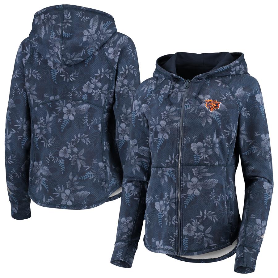 Chicago Bears Tommy Bahama Women's Basta Blossoms Sport Full-Zip Hoodie - Navy