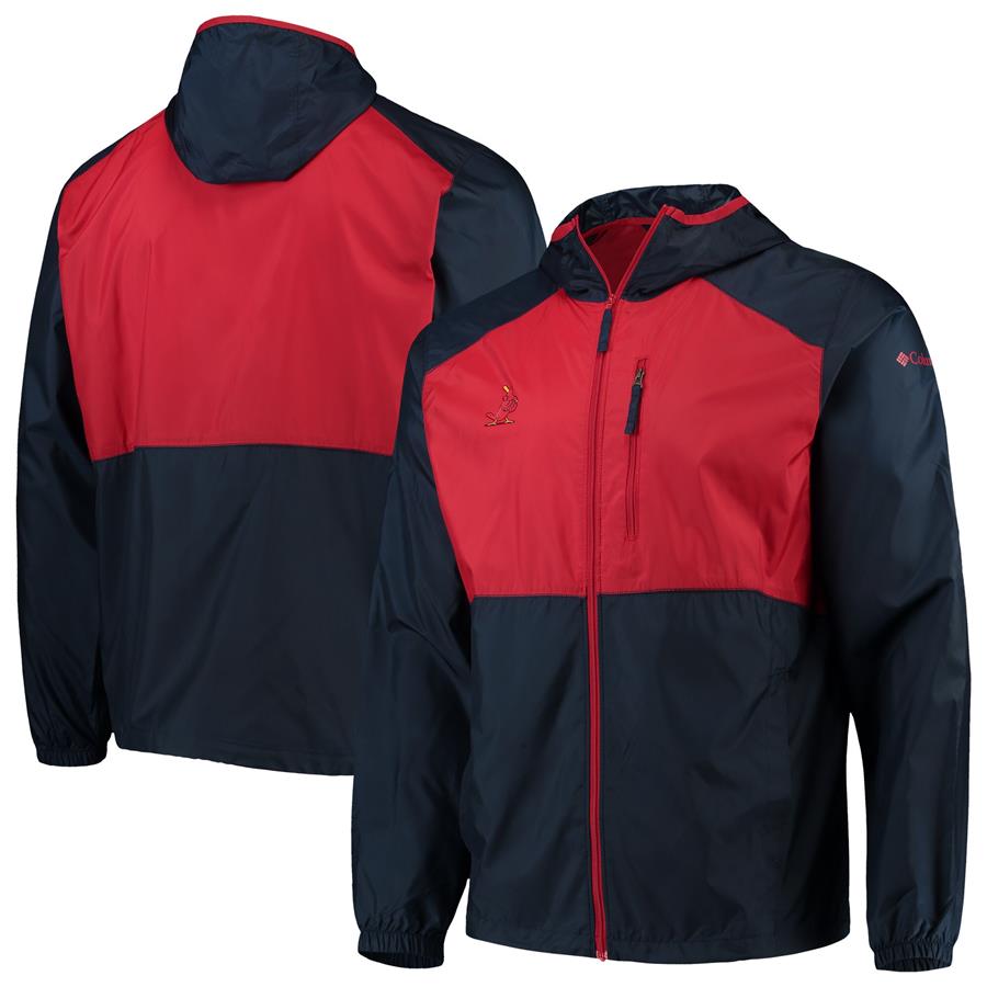 St. Louis Cardinals Columbia Cooperstown Collection Flash Forward Full-Zip Windbreaker Jacket - Navy