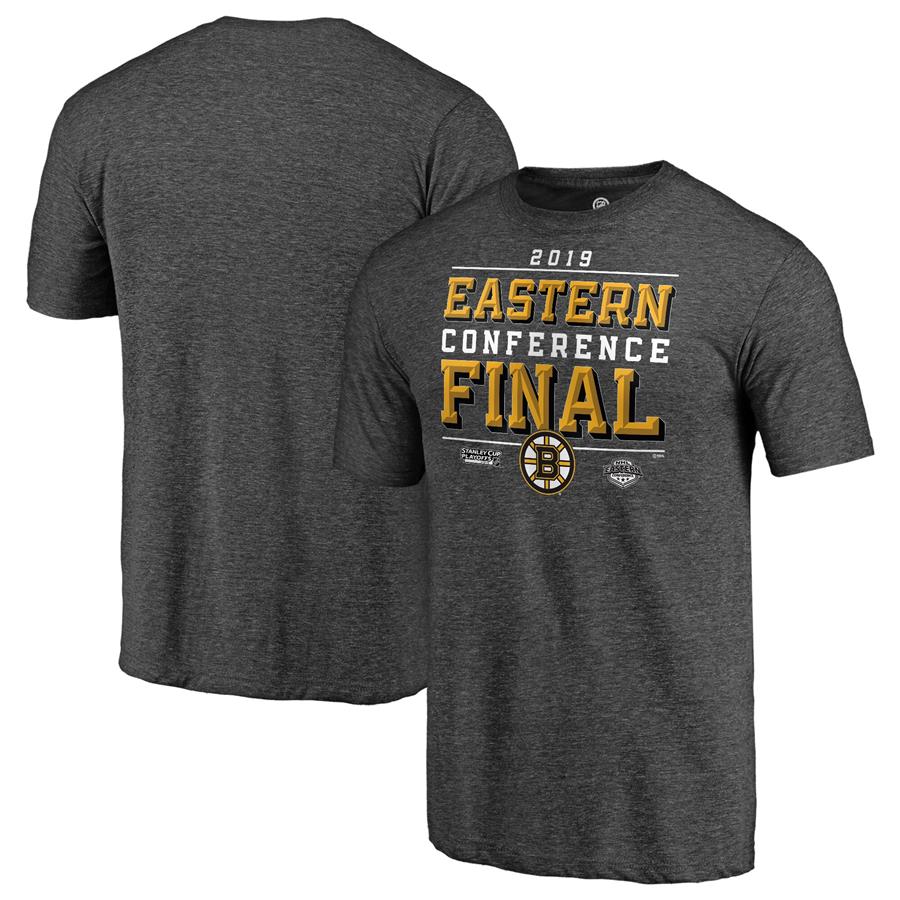 Boston Bruins Fanatics Branded 2019 Stanley Cup Playoffs Eastern Conference Finals Bound Standup Goalie Tri-Blend T-Shirt - Gray