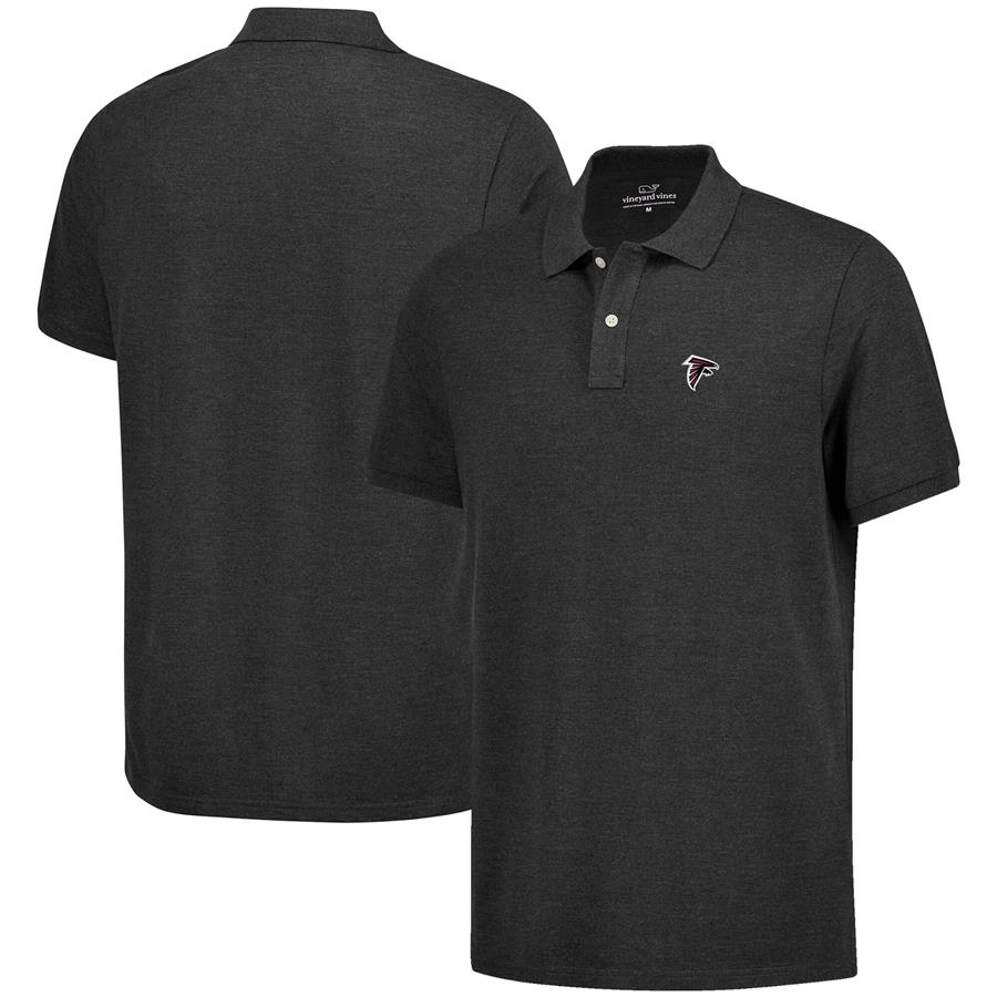 Atlanta Falcons Vineyard Vines Logo Stretch Pique Polo - Heather Charcoal