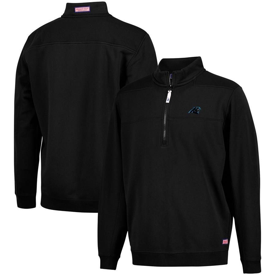 Carolina Panthers Vineyard Vines Collegiate Shep Shirt Quarter-Zip Pullover Jacket - Black