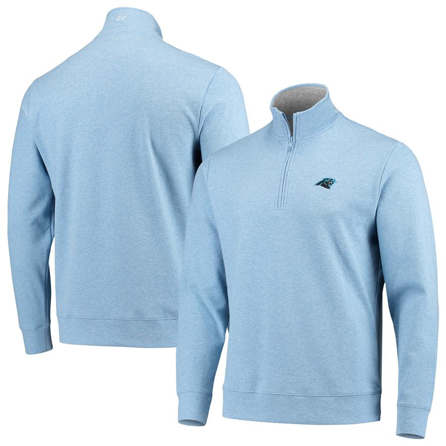Carolina Panthers Vineyard Vines Saltwater Solid Tri-Blend Quarter-Zip Jacket - Light Blue