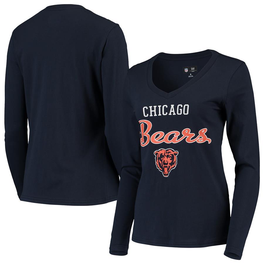 Chicago Bears G-III 4Her by Carl Banks Women's Post Season Long Sleeve V-Neck T-Shirt - Navy