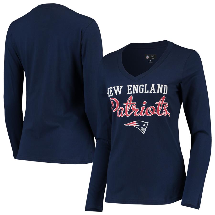 New England Patriots G-III 4Her by Carl Banks Women's Post Season Long Sleeve V-Neck T-Shirt - Navy