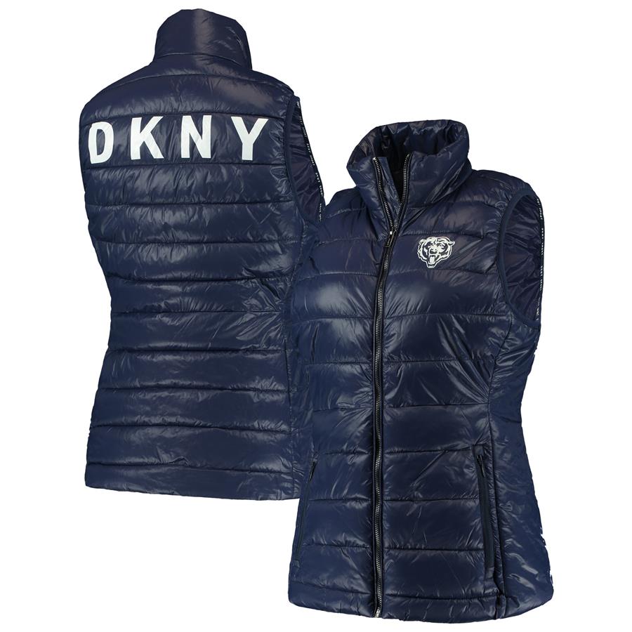 Chicago Bears DKNY Sport Women's Harper Quilted Full-Zip Vest - Navy