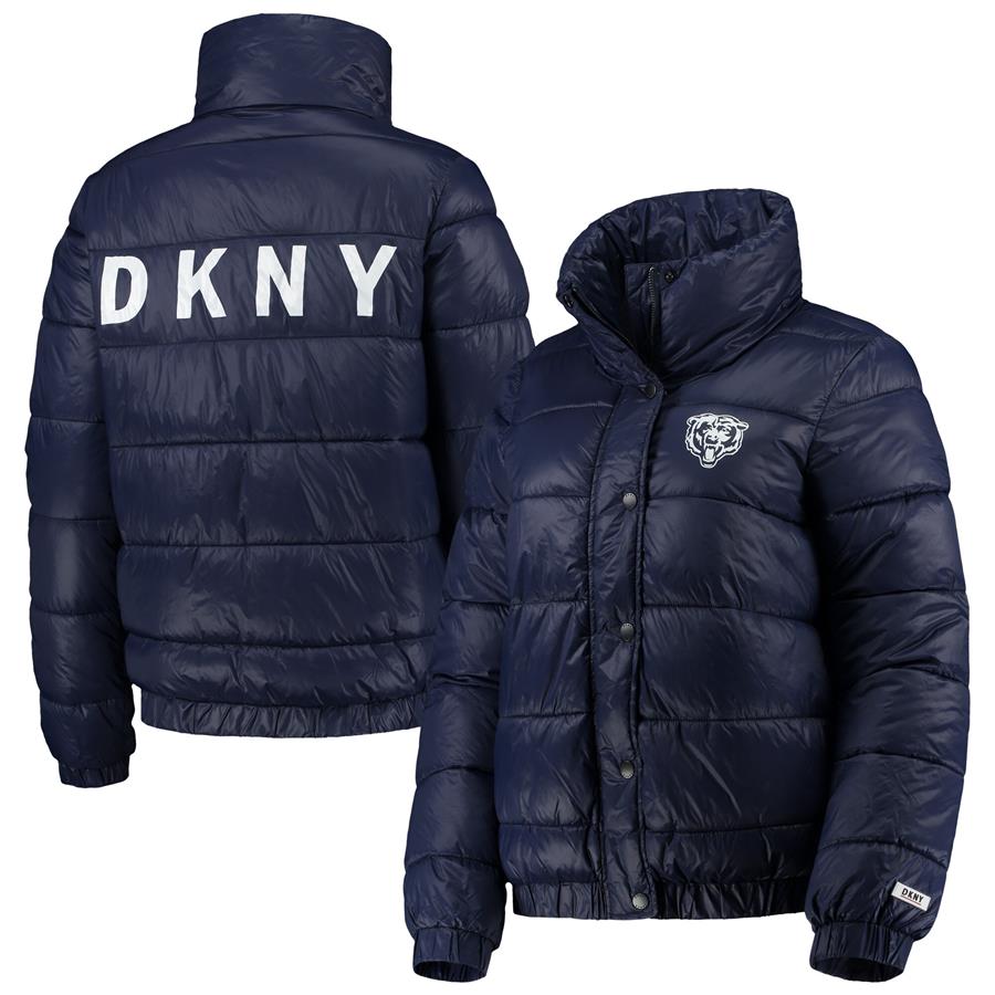 Chicago Bears DKNY Sport Women's Julia Full-Button Puffer Jacket - Navy