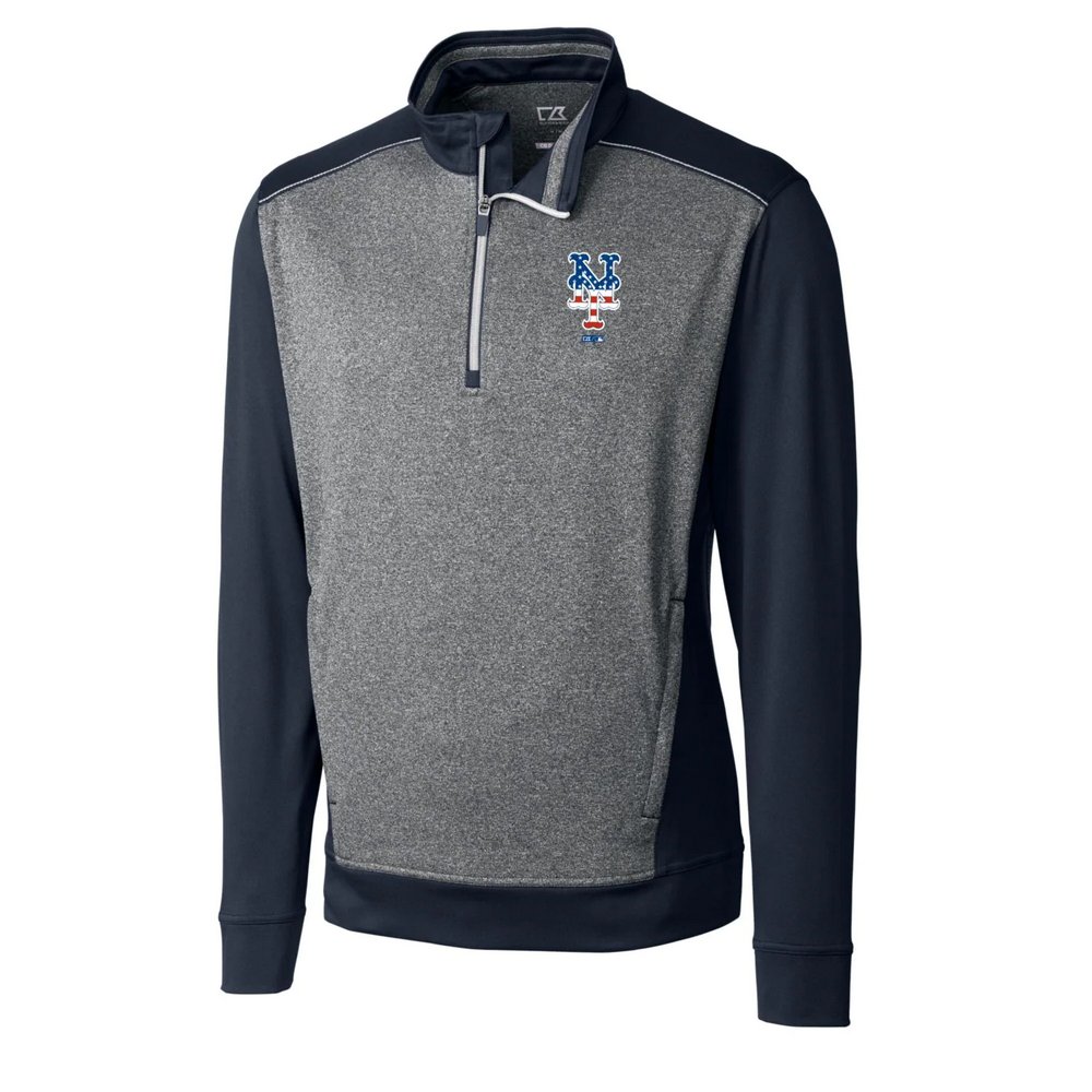 New York Mets Cutter & Buck Stars & Stripes Replay Half-Zip Pullover Jacket - Navy