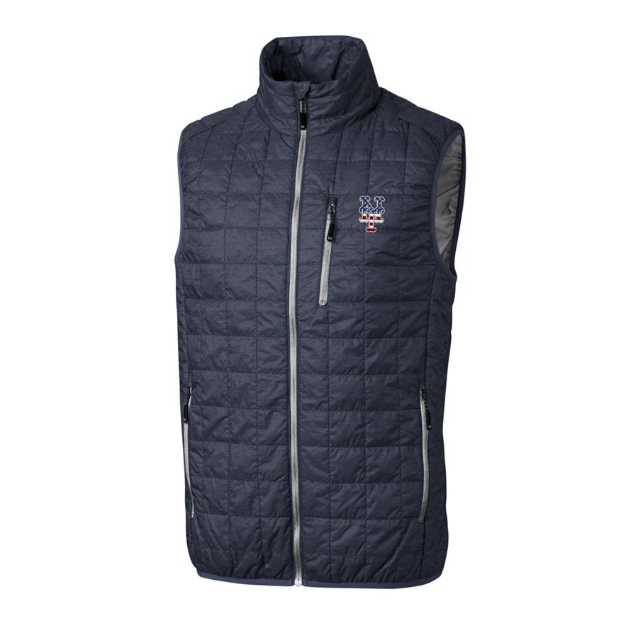 New York Mets Cutter & Buck Stars & Stripes Full-Zip Rainier Vest - Gray