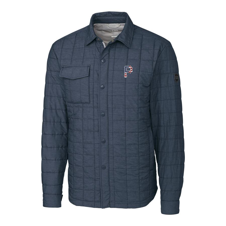 Pittsburgh Pirates Cutter & Buck Stars & Stripes Full-Zip Rainier Shirt Jacket - Gray
