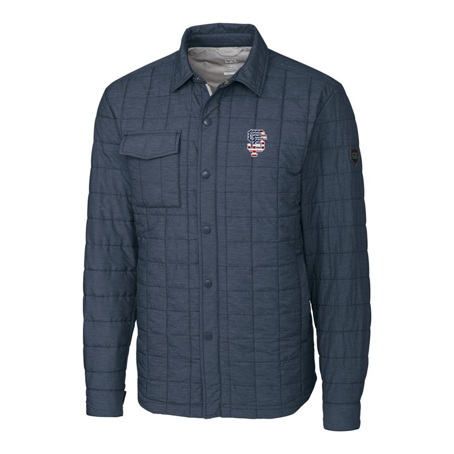 San Francisco Giants Cutter & Buck Stars & Stripes Full-Zip Rainier Shirt Jacket - Gray