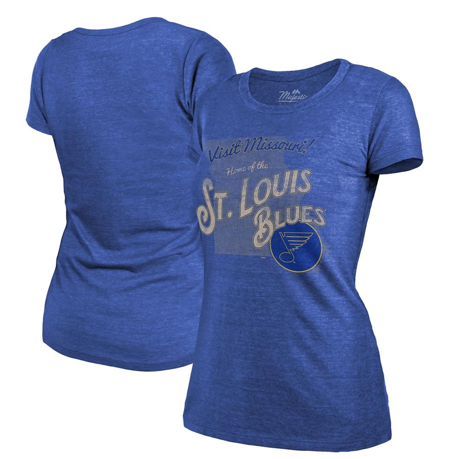 St. Louis Blues Majestic Threads Women's Tourist Tri-Blend T-Shirt - Royal