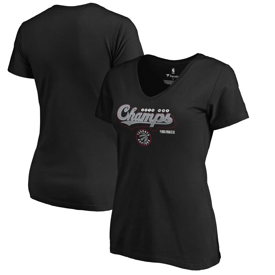 Toronto Raptors Fanatics Branded Women's 2019 NBA Finals Champions Play Your Game V-Neck T-Shirt - Black