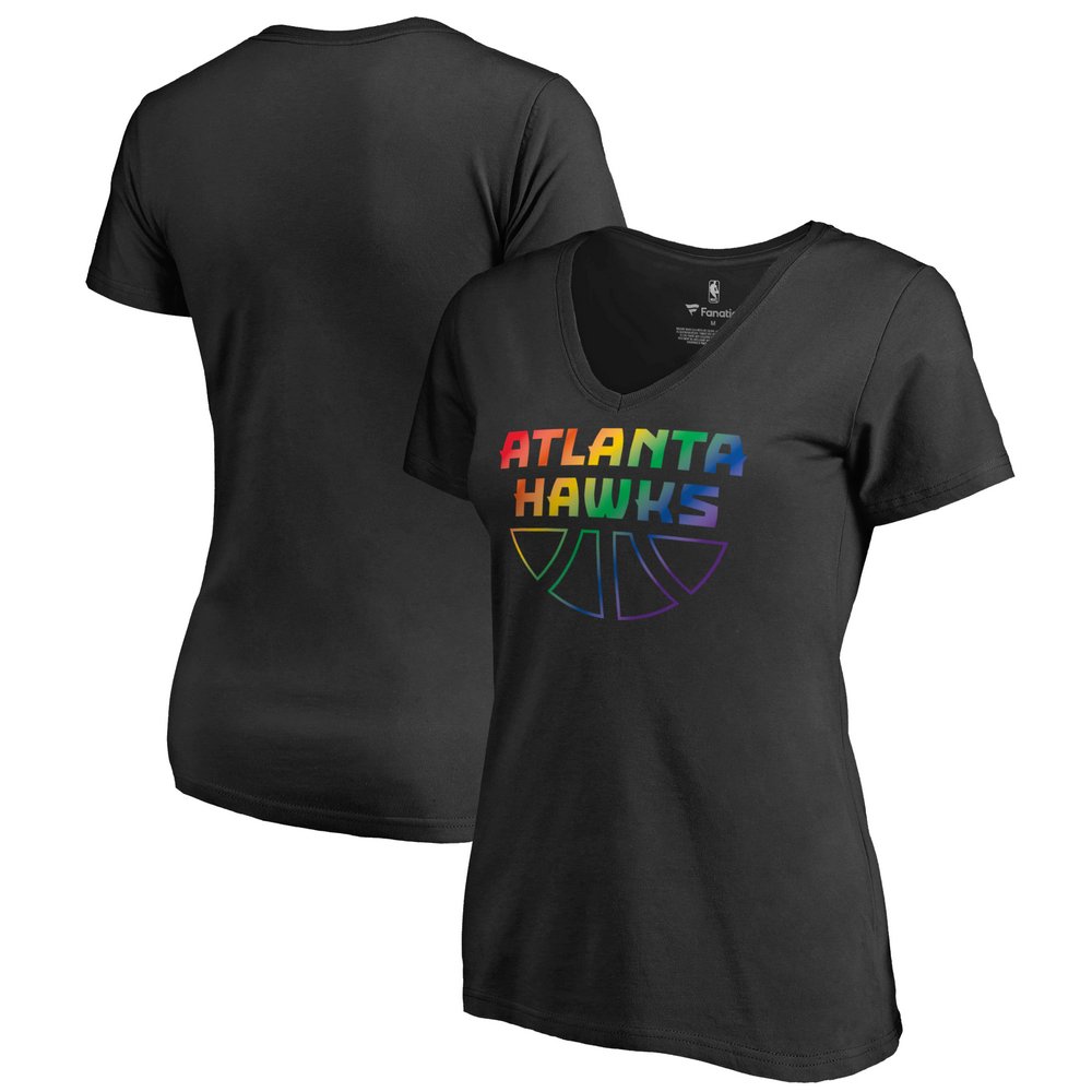Atlanta Hawks Fanatics Branded Women's Team Pride Wordmark V-Neck T-Shirt - Black