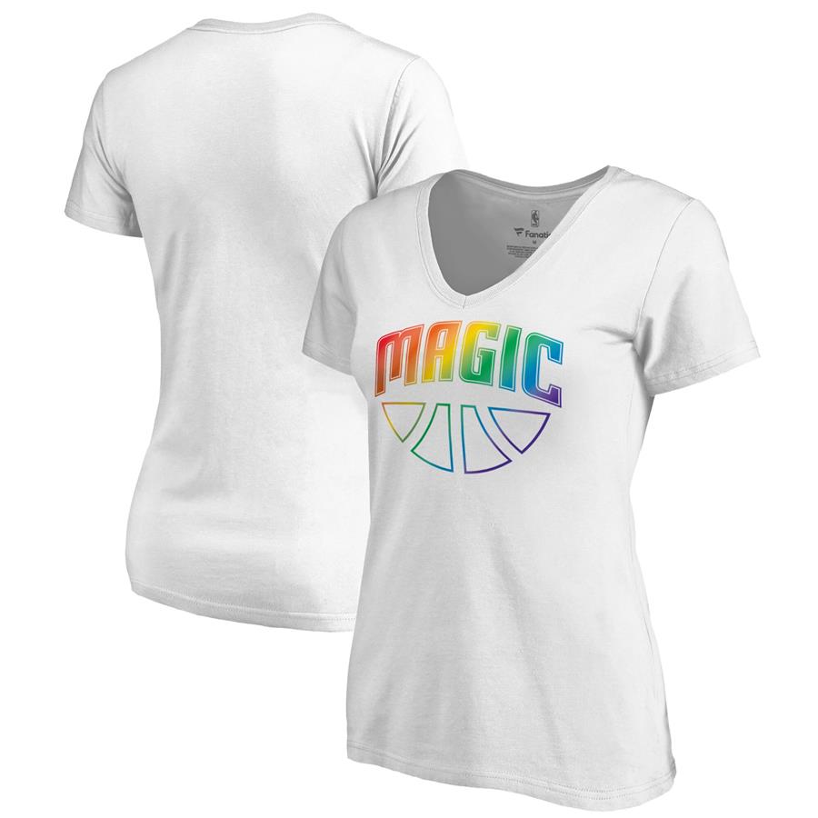 Orlando Magic Fanatics Branded Women's Team Pride Wordmark V-Neck T-Shirt - White