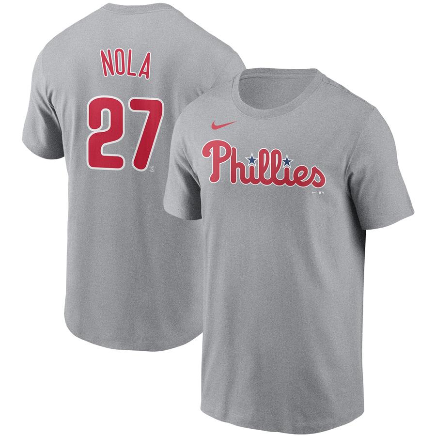 Aaron Nola Philadelphia Phillies Nike Name & Number T-Shirt - Gray