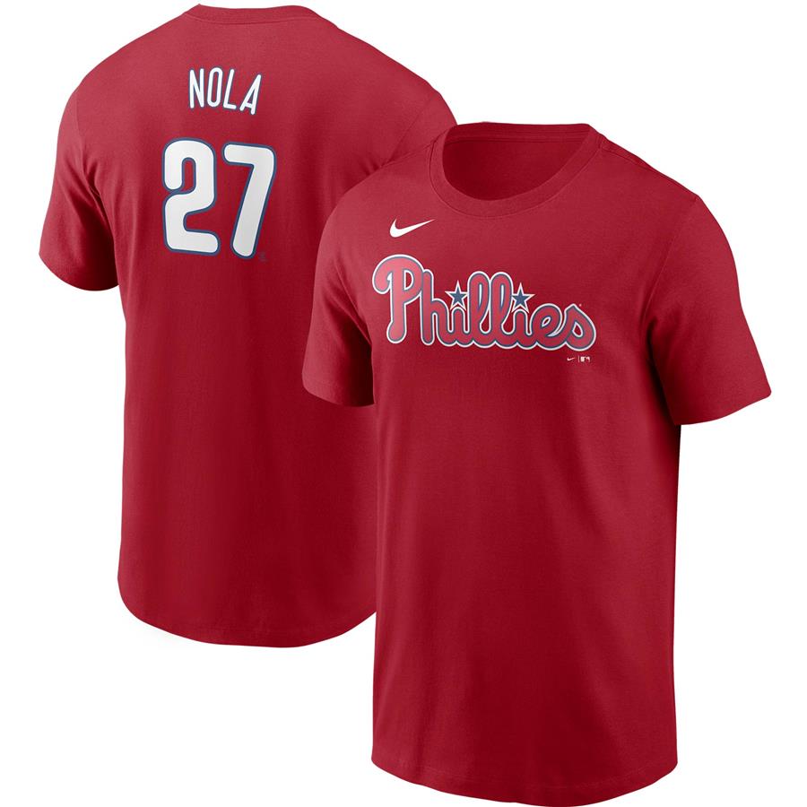 Aaron Nola Philadelphia Phillies Nike Name & Number T-Shirt - Red