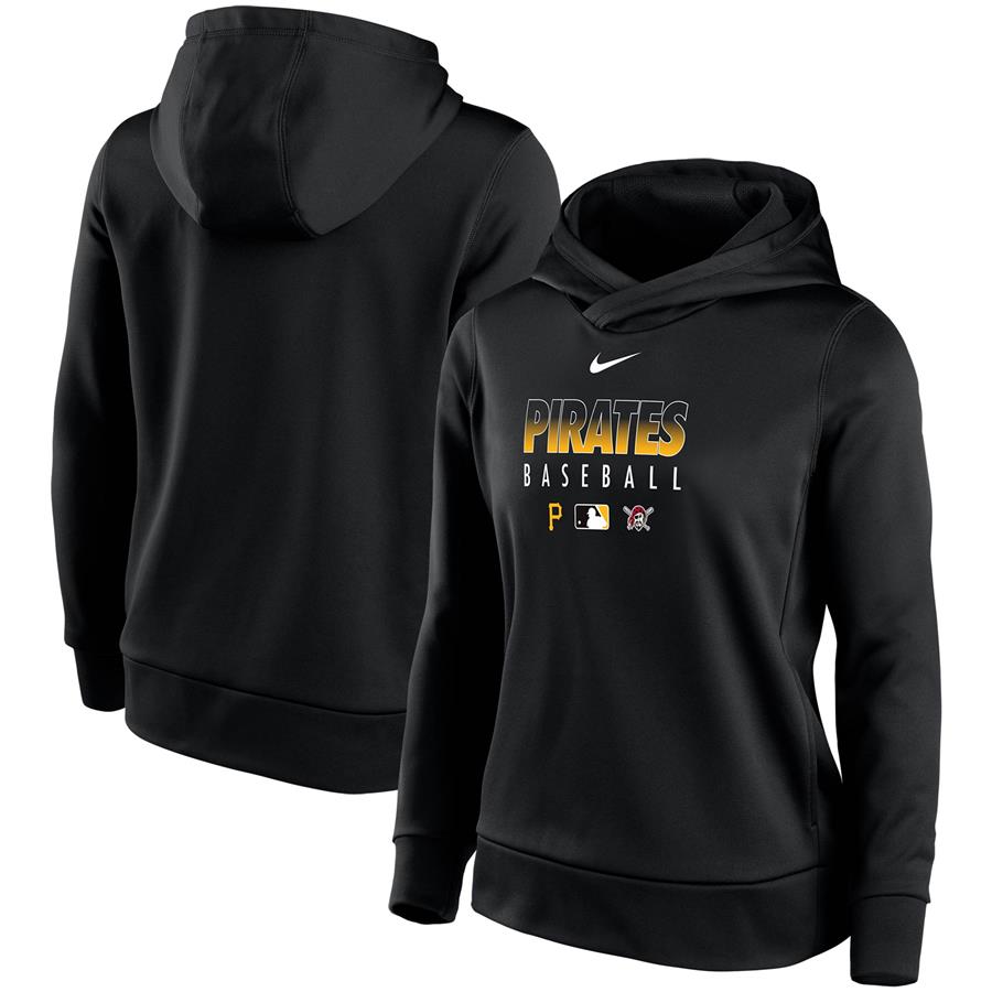 Pittsburgh Pirates Nike Women's Authentic Collection Performance Pullover Hoodie - Black