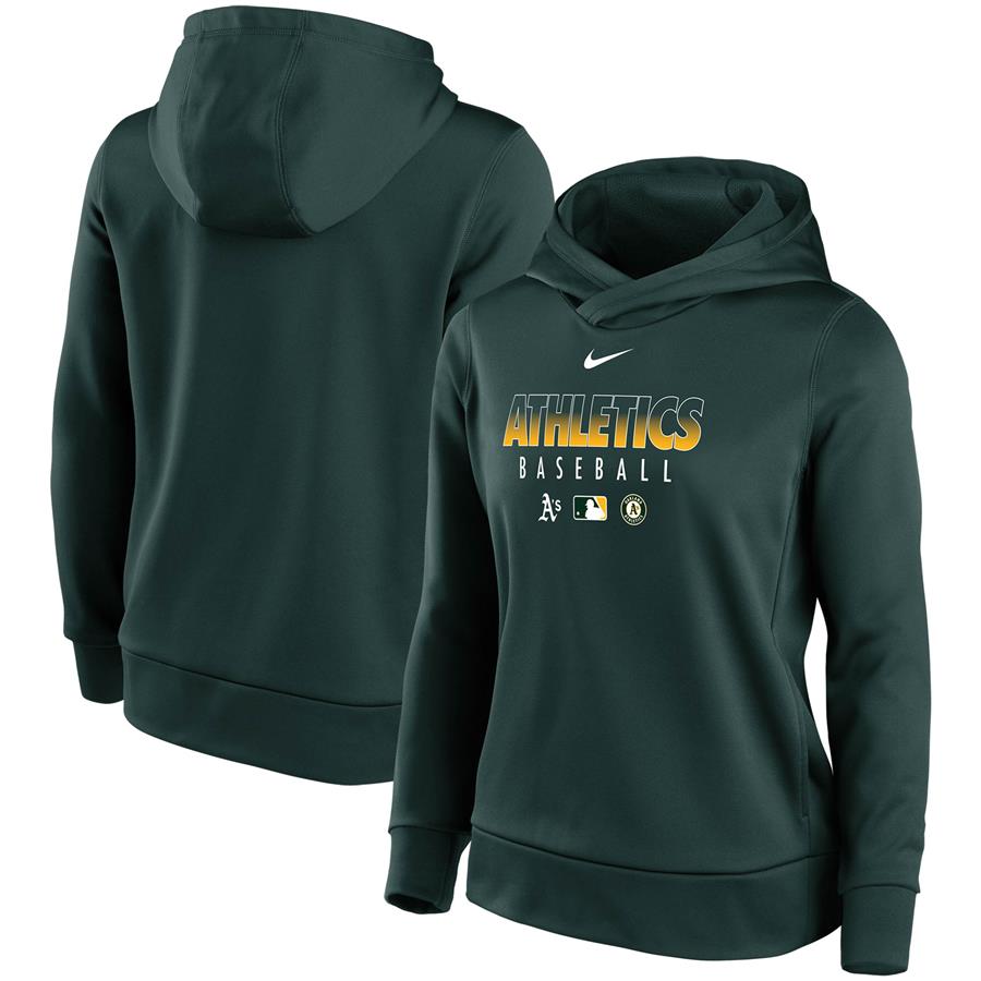 Oakland Athletics Nike Women's Authentic Collection Performance Pullover Hoodie - Green