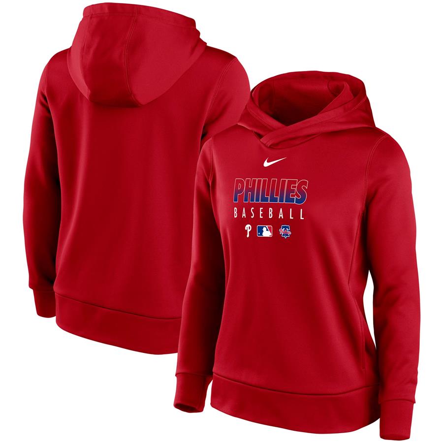 Philadelphia Phillies Nike Women's Authentic Collection Performance Pullover Hoodie - Red