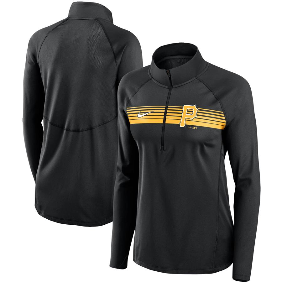 Pittsburgh Pirates Nike Women's Seam-To-Seam Element Half-Zip Performance Pullover Jacket - Black