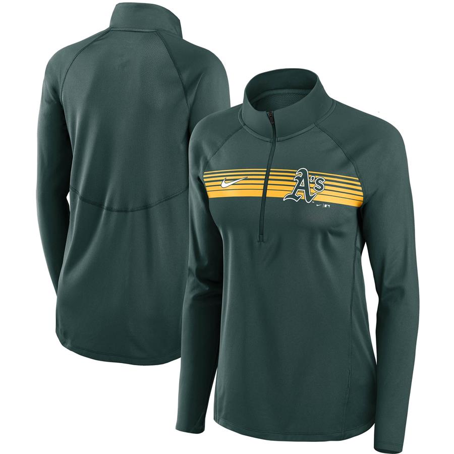 Oakland Athletics Nike Women's Seam-To-Seam Element Half-Zip Performance Pullover Jacket - Green