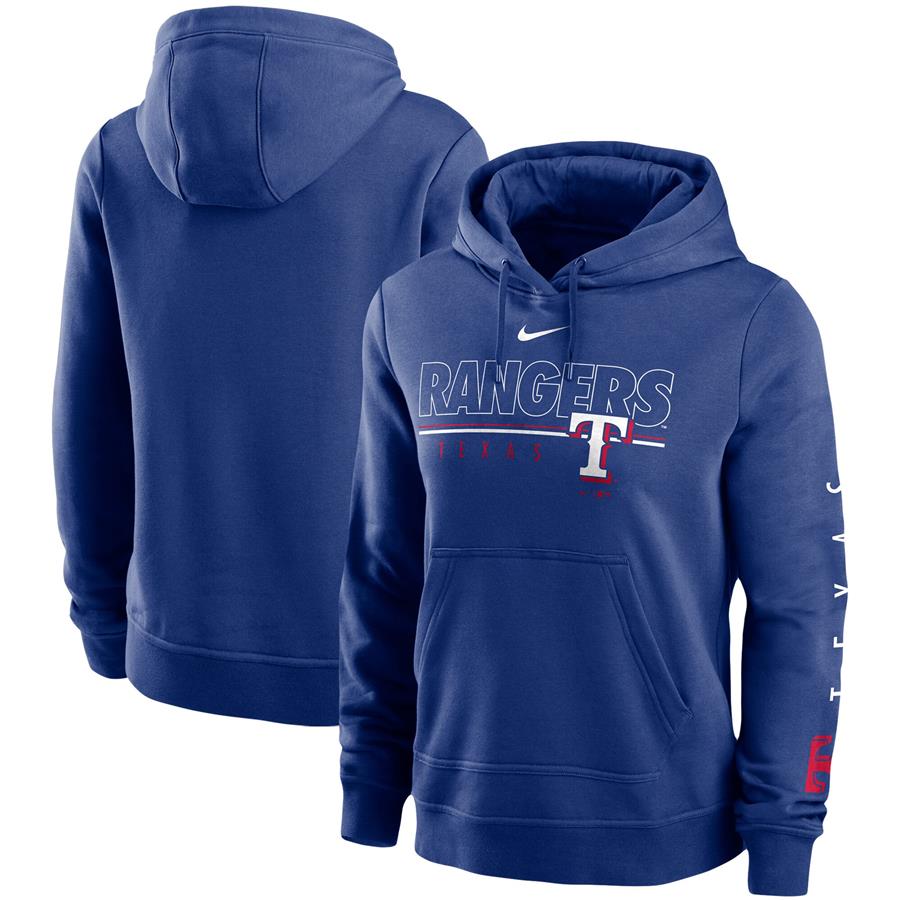 Texas Rangers Nike Women's Team Outline Club Pullover Hoodie - Royal