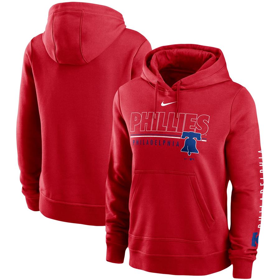 Philadelphia Phillies Nike Women's Team Outline Club Pullover Hoodie - Red