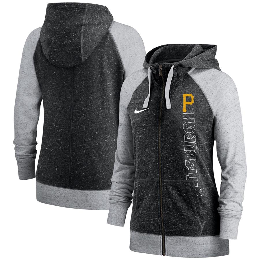 Pittsburgh Pirates Nike Women's In Pocket Gym Vintage Full-Zip Hoodie - Black