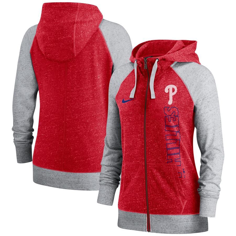 Philadelphia Phillies Nike Women's In Pocket Gym Vintage Full-Zip Hoodie - Red