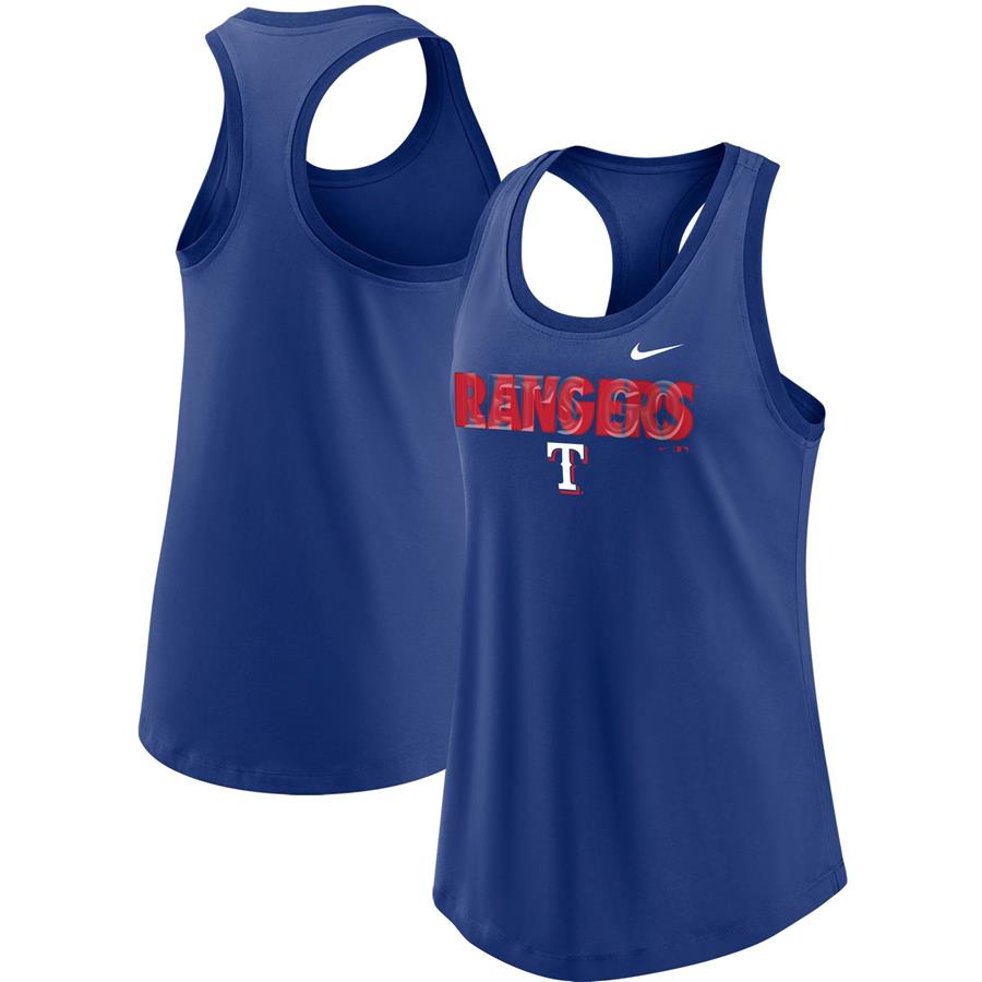 Texas Rangers Nike Women's Let's Go Racerback Performance Tank Top - Royal
