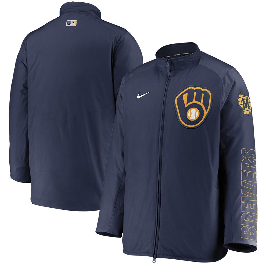 Milwaukee Brewers Nike Authentic Collection Dugout Full-Zip Jacket - Navy